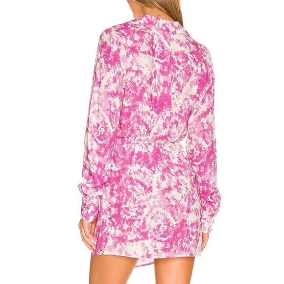 NEW For Love & Lemons Devon Shirt Pink & White Mini Dress Small - Picture 3 of 14
